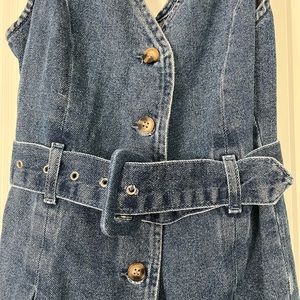 Balloon leg denim jumpsuit with belt